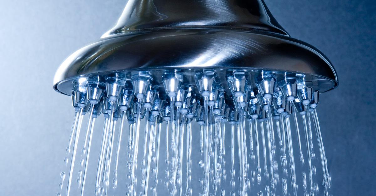 rain shower head on blue background